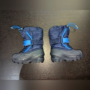 Sorel Flurry Insulated Snow Boots, size 6 little kids youth black / navy winter